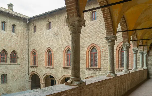 Fontanellato Italy February 2023 Courtyard Sanvitale Medieval Fortress — Stock Photo, Image