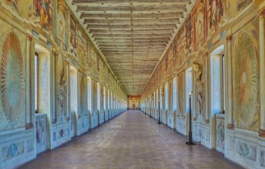 Sabbioneta, İtalya - 11 Mart 2023: Galleria degli Antichi 'nin Koridor Koridoru (Büyük Koridor))