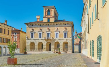 Sabbioneta, İtalya, eski kasabadaki Ducal Palace manzarası.