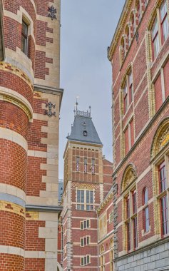 Amsterdam, Hollanda, Rjiks müzesinin mimarisinin ayrıntıları.