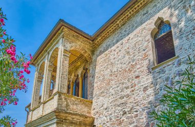 Arqua Petrarca, Italy, the facade of the house of the poet Petrarch (Francesco Petrarca) clipart