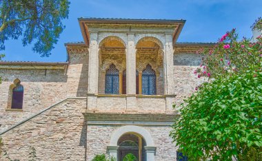 Arqua Petrarca, İtalya, şair Petrarca 'nın evinin ön cephesi (Francesco Petrarca)