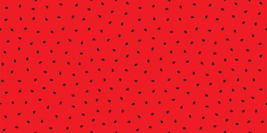 Repeating pattern of red watermelon seeds elements. Minimalist style fruit themed poster, for media promotion, background, cover, decoration, banner, flyer design, print on food or drink packaging.