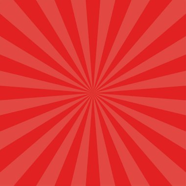 Soyut patlama arkaplanı eğimli kırmızı renkte. Güneş parıltısı etkisi yayılıyor. Güneş ışığı deseni. Radyal ışınlar vektör çizimi. Dar ışın. Arka planlar, posterler, afişler ve kapaklar için.