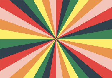 Soyut patlama arkaplanı renkli gökkuşağı gradyanı. Göz kamaştırıcı etki. Güneş ışığı deseni. Radyal ışınlar vektör çizimi. Dar ışın. Arka planlar, posterler, afişler ve kapaklar için.