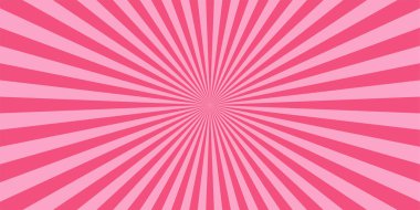 Soyut patlama arkaplanı pembe renkte. Güneş parıltısı etkisi yayılıyor. Güneş ışığı deseni. Radyal ışınlar vektör çizimi. Dar ışın. Arka planlar, posterler, afişler ve kapaklar için.