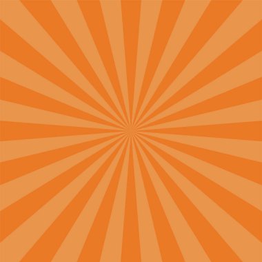 Gradyan turuncu renkte soyut patlama arkaplanı. Güneş parıltısı etkisi yayılıyor. Güneş ışığı deseni. Radyal ışınlar vektör çizimi. Dar ışın. Arka planlar, posterler, afişler ve kapaklar için.