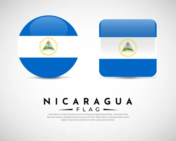 Realistisch Nicaragua Vlag Pictogram Vector Set Embleem Van Nicaragua Vlag — Stockvector