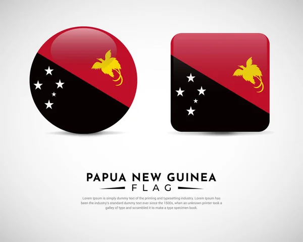 Realistic Papua New Guinea Flag Icon Vector Set Papua New — Stock Vector