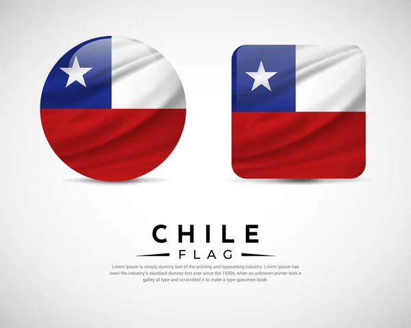 Realistisch Chili Vlag Pictogram Vector Set Van Chili Vlag Embleem — Stockvector