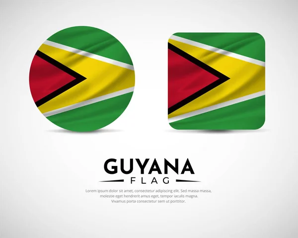 Collectie Van Guyana Vlag Embleem Pictogram Guyana Vlag Symbool Pictogram — Stockvector