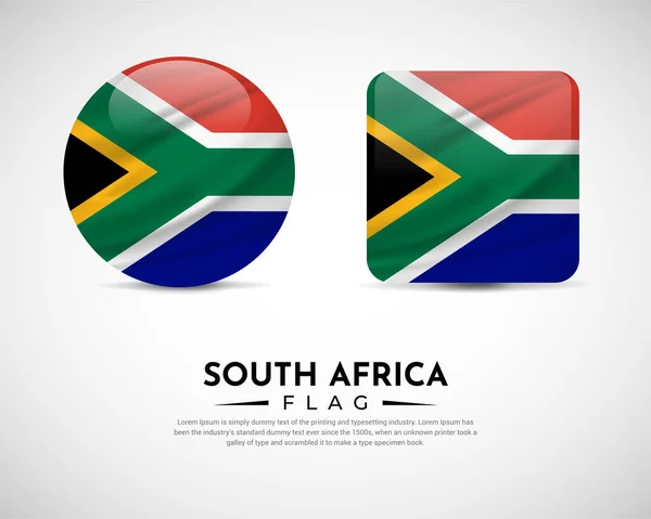 Realistisch Zuid Afrika Vlag Pictogram Vector Set Van Zuid Afrika — Stockvector
