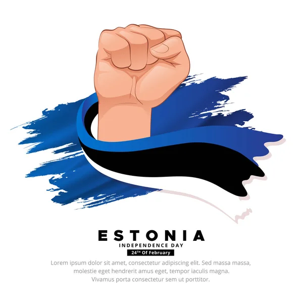 Projeto Elegante Dia Independência Estônia Com Gesto Mão Segurando Vetor — Vetor de Stock