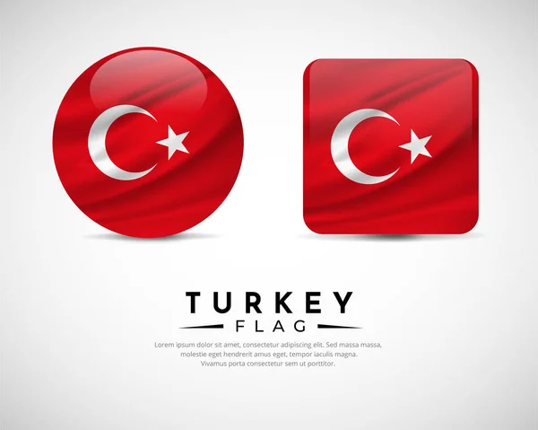 Collectie Van Turkije Vlag Embleem Pictogram Turkije Vlag Symbool Vector — Stockvector