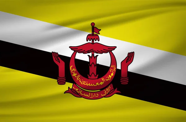 Realistic Brunei Darussalam Flag Design Background Vector Brunei Darussalam Independence — стоковый вектор