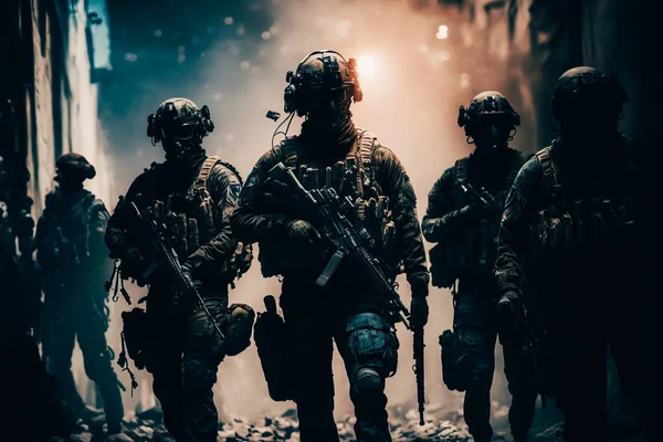 A group of highly trained and equipped special forces soldiers