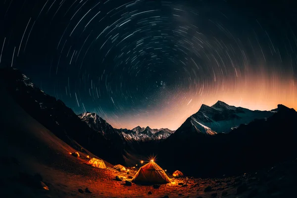base camp nepal long exposure star trails