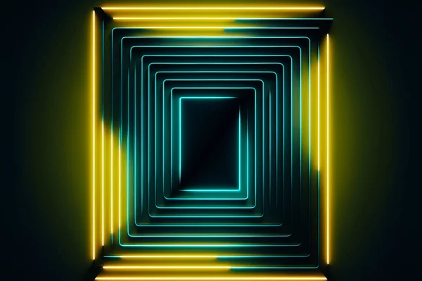 glowing neon yellow geometrical lines in the background