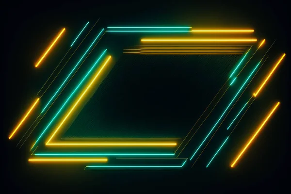 glowing neon yellow geometrical lines in the background