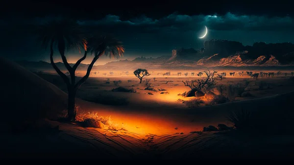 The mystery of the desert at night