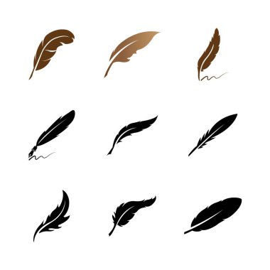 Quill simgesi logo vektör tasarım şablonu