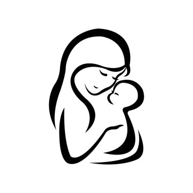 anne ve bebek ikon logo vektör tasarım şablonu