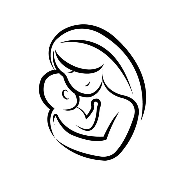 Mother Baby Icon Logo Vector Design Template — Stock Vector