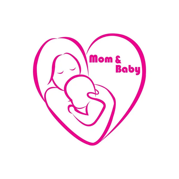 Modelo Design Vetor Logotipo Ícone Mãe Bebê — Vetor de Stock