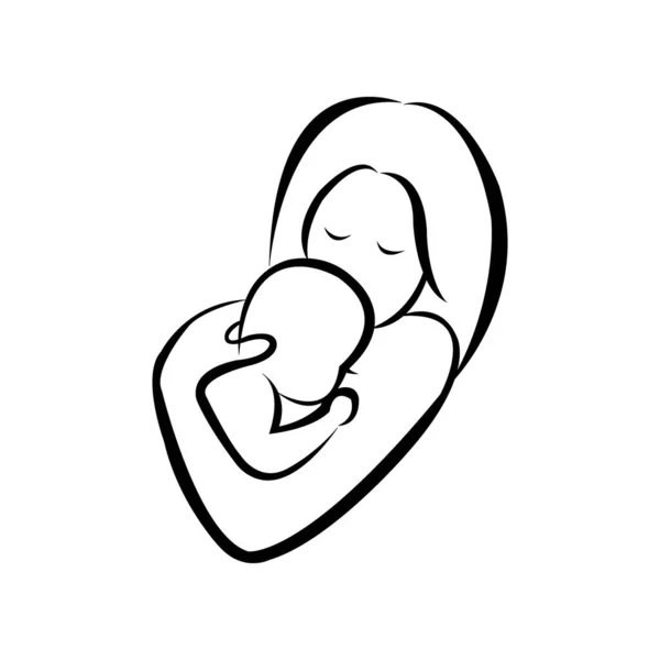 Moeder Baby Pictogram Logo Vector Ontwerp Template — Stockvector