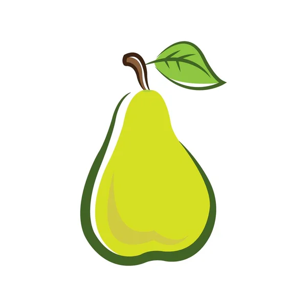 Pera Frutta Icona Logo Modello Progettazione Vettoriale — Vettoriale Stock