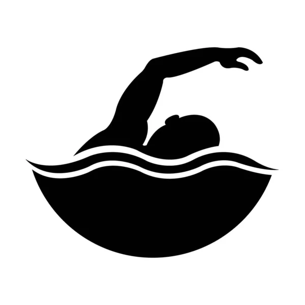 Logo Icona Nuoto Modello Progettazione Vettoriale — Vettoriale Stock