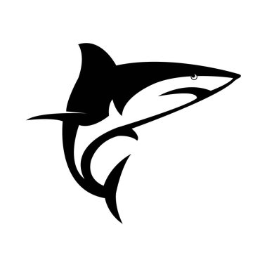 Köpekbalığı simgesi logo vektör tasarım şablonu