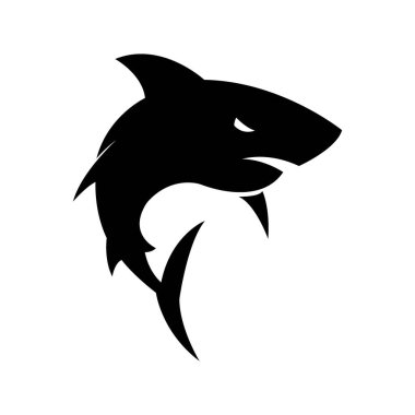 Köpekbalığı simgesi logo vektör tasarım şablonu