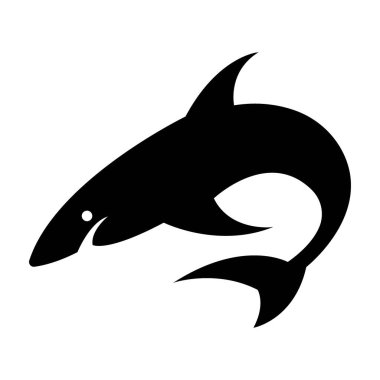 Köpekbalığı simgesi logo vektör tasarım şablonu