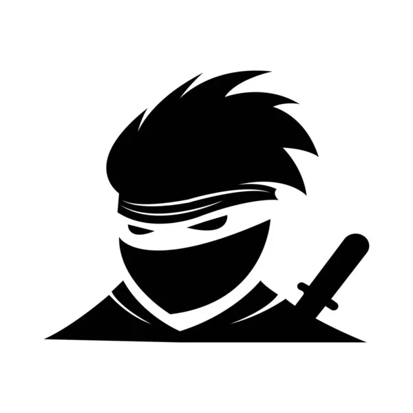 Ninja Ikona Logo Wektor Wzór Projektu — Wektor stockowy