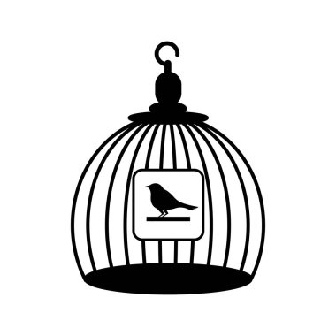 kuş kafesi simgesi logo vektör tasarım şablonu