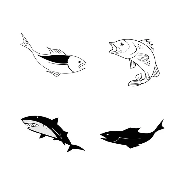 Icono Pescado Logotipo Vector Diseño Plantilla — Archivo Imágenes Vectoriales