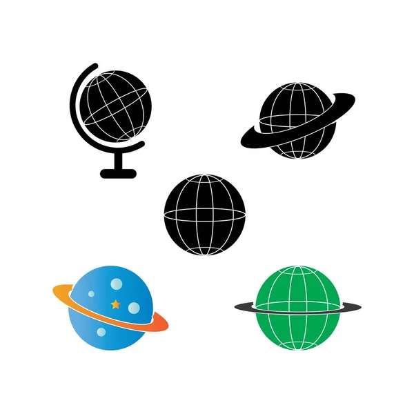 Planeta Icono Logotipo Vector Diseño Plantilla — Archivo Imágenes Vectoriales
