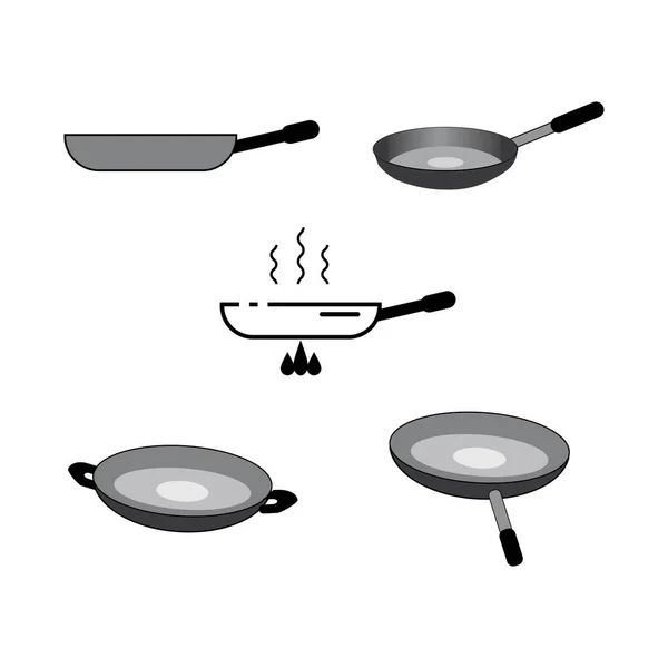 Frying Pan Icon Logo Vector Design Template — Stock Vector