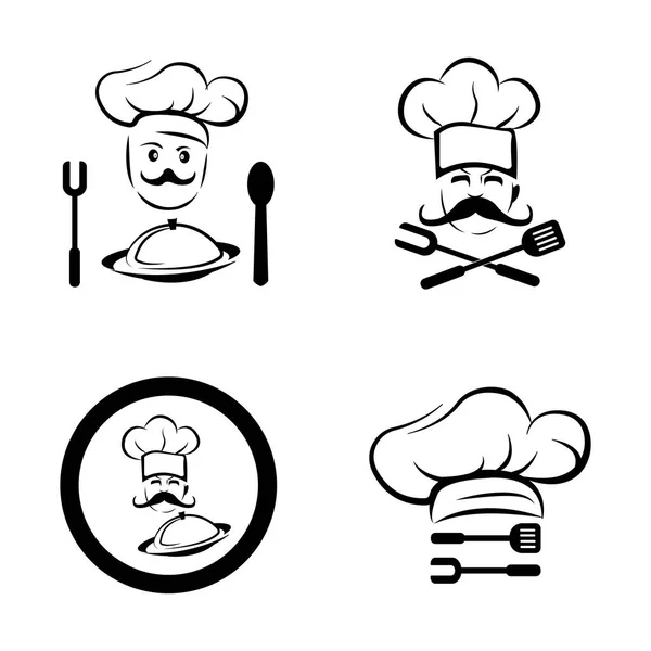 Chef Ícone Logotipo Modelo Design Vetorial — Vetor de Stock