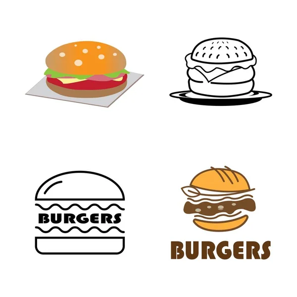 Burgers Icon Logo Vector Design Template — Vector de stock