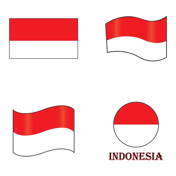 Індонезійський Значок Прапора Логотип Векторний Дизайн Шаблон — стоковий вектор