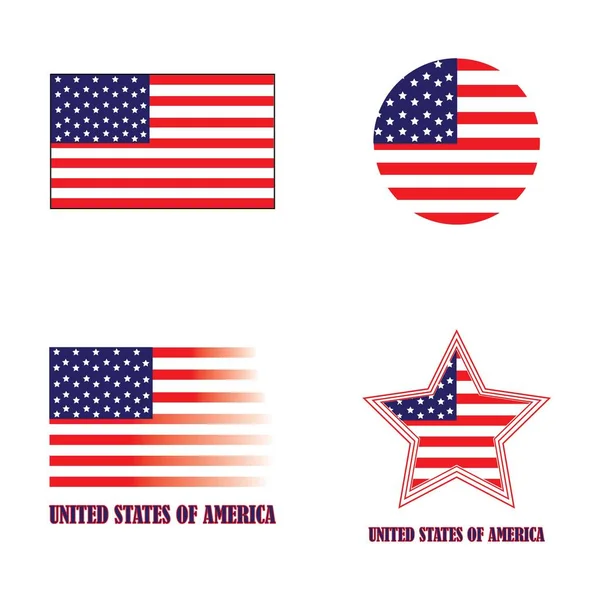 États Unis Drapeau Icône Logo Vectoriel Modèle Conception — Image vectorielle