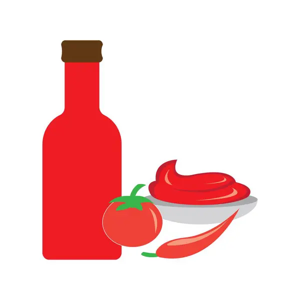 Tomatensaus Pictogram Logo Vector Ontwerp Sjabloon — Stockvector