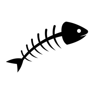 balık iskeleti ikon vektör çizimi tasarımı