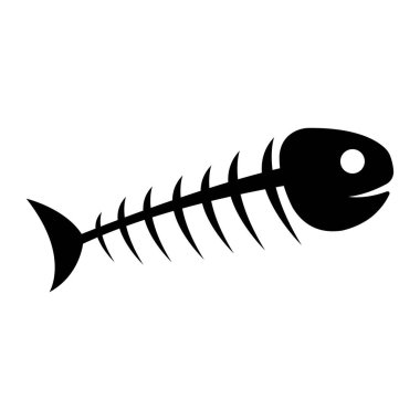 balık iskeleti ikon vektör çizimi tasarımı