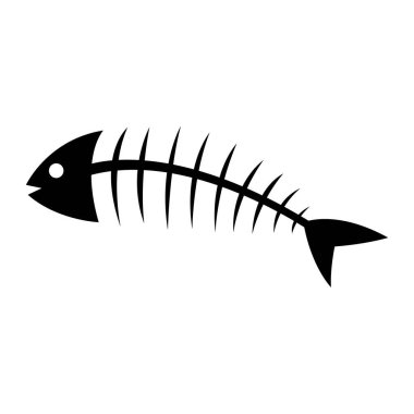 balık iskeleti ikon vektör çizimi tasarımı