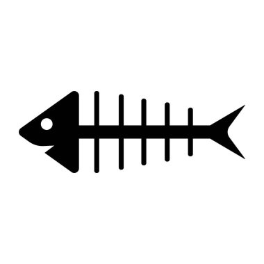 balık iskeleti ikon vektör çizimi tasarımı