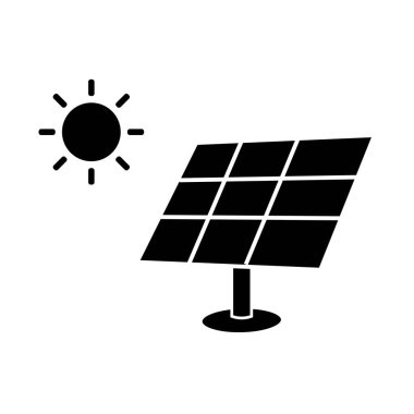 Güneş enerjisi paneli ikon vektör illüstrasyon tasarımı