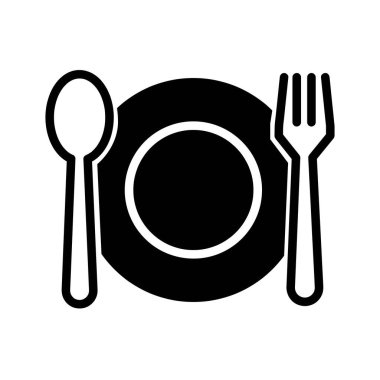 kaşık ve çatal simgesi vektör çizim şablonu